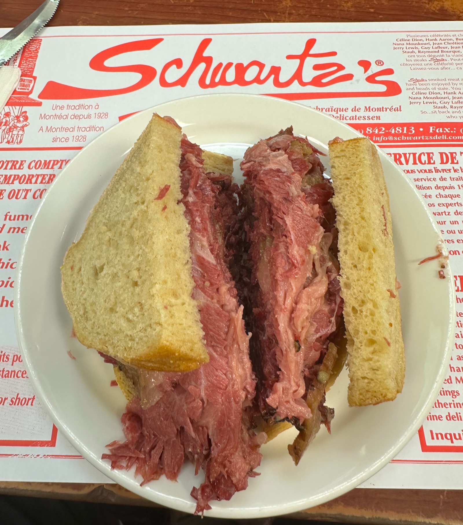 A smoked meat sandwich at Schwartz's Deli