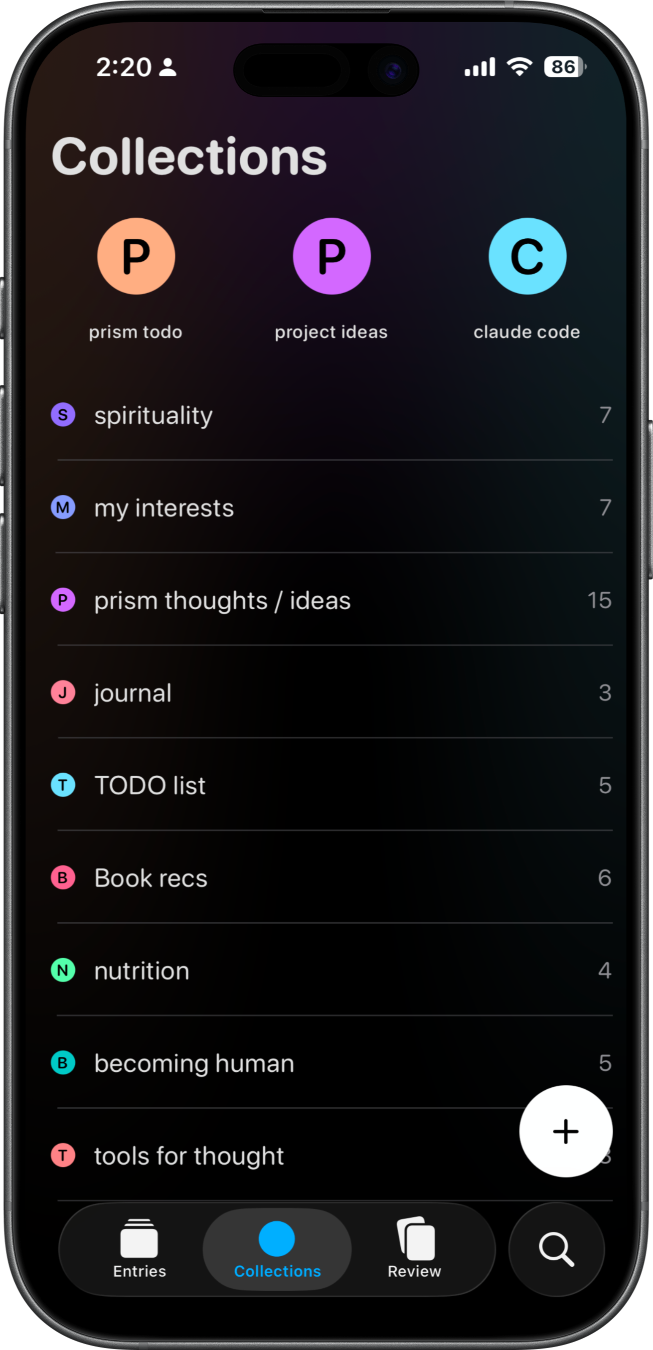 Prism Collections Screen
