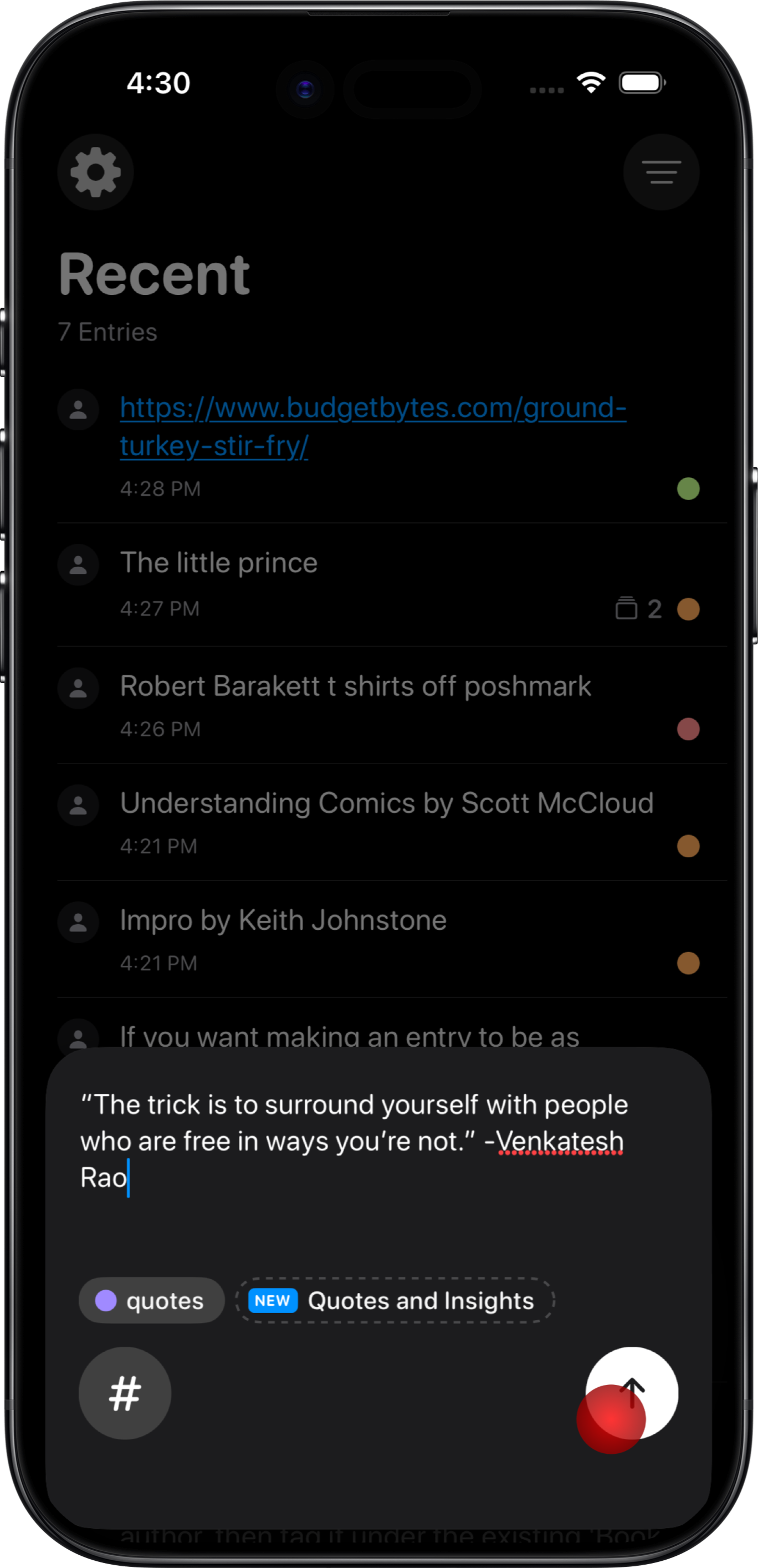 Obsidian Home Screen
